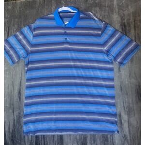 Nike Golf  Tour Performance Polo Shirt Blue/White Striped Mens Large Dri-Fit